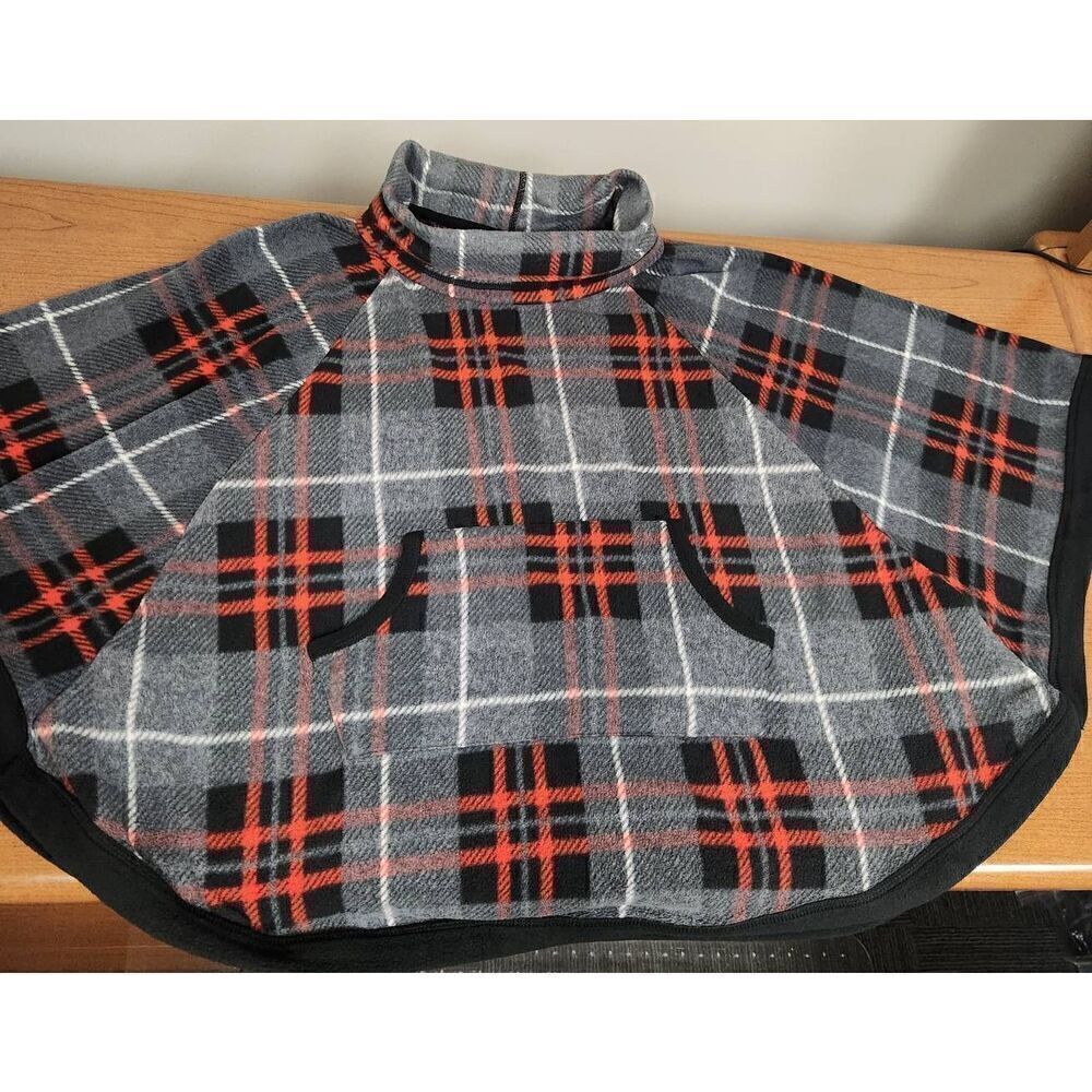 Cuddl Duds Cape Poncho Jacket Womens S Multicolor Turtle Neck Front Pockets